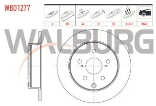 FREN DİSKI ARKA DÜZ 5 BJN 281X12X62X55 TOYOTA RAV4 III 2.0 VVT-I 2005-2012 / RAV4 III 2.2 D-4D 2005-2012 / RAV 4 III 2.2 D 2005-2012 resmi