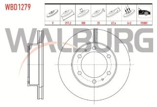 FREN DİSKI ÖN HAVALI 6 BJN 297,2X25X108X67,4 TOYOTA HI-LUX PİCK UP 2.5 D-4D 2005-2011 / HI-LUX PİCK UP 2.5 D 2005-2011 / HI-LUX PİCK UP 3.0 D-4D 2005-2011 / HI-LUX VIGO 2.5 D-4D 4X4  2005-2011 resmi