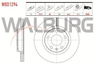 FREN DİSKI ÖN HAVALI 5 BJN 279,9X22X68X46,4 VOLKSWAGEN PASSAT 1.6-1.8-1.8T-1.9 TDI-2.5 TDI 1996-2000 / AUDI A4 1.6-1.8-1.8T-1.9 TDI-2.5 TDI 1994-2001 / A4 1.6-1.8-1.9 TDI-2.0 2000-2004 resmi
