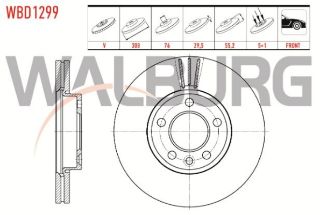 FREN DİSKI ÖN HAVALI 5 BJN 308X29,5X76X55,2 VOLKSWAGEN TRANSPORTER V 1.9 TDI - 2.0 TDI 2.4 2.5 TDI 2003-2015 / TRANSPORTER VI 2.0 TDI 2015- / TRANSPORTER VII 2.0 TDI 2019- / MULTIVAN V 2003-2015 resmi