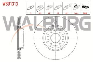 FREN DİSKI ÖN HAVALI 5 BJN 312X25X65X49,7 GOLF V 1.4TSI-1.6 TDI 2003-2009/CADDY III 2.0 TDI 2004-2015/GOLF VI 1.6İ 2008-2013/SCIROCCO 1.4 TSI 2008-/SKODA SUPERB 1.6 TDI 2015-/PASSAT 1.6 TDI 2008-2012 resmi