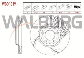 FREN DİSKI ÖN SOL HAVALI 5 BJN 18 JANT 349,7X34X85X68,5 VOLKSWAGEN TOUAREG 2.5 R5 TDI-3.2İ-4.2 V8-5.0 V10 TDI-3.0 V6 TDI 2002-2010 / PORSCHE CAYENNE 3.0 TDI-3.2İ-S4.5İ-S4.8İ 2002-2010 resmi