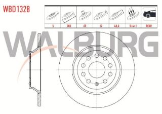 FREN DİSKI ARKA DÜZ 5 BJN 300X12X65X48,3 VOLKSWAGEN GOLF VII 1.6 TDI-1.2 TSI-1.4 TSI-2.0 TDI 2012-/PASSAT 2.0 TDI-1.4 TSI 2014-/SKODA SUPERB 1.4 TSI-2.0 TSI-1.6 TDI-2.0 TDI 2015-/AUDI TT 2.0TFSI 2013- resmi