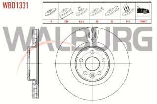 FREN DİSKI ÖN HAVALI 5 BJN 315,7X28X63,5X52 VOLVO S60 II T3-T4-D3-2.0T 17 JANT 2010-/S80 II D3-T5 2006-/V60 T6-D5-1.6D 2010-/V70 III 2.0 T-1.6D-2.0D 2006-/XC70 II D3 2007-/FORD GALAXY 2.0 TDCI 2006- resmi