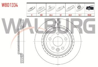 FREN DİSKI ARKA HAVALI 5 BJN 302X22X63,6X40,8 S60 II T3-T4-T5-D3-D5-2.0T (ELEKTRONIK EL FRENI) 2010-/S80 II D3-D5-T5-T6 2006-/V60 T6-T5-D3-D5-1.6D 2010-/V70 III 1.6D-2.0D 2006-/XC70 II  D3-D5 2007- resmi
