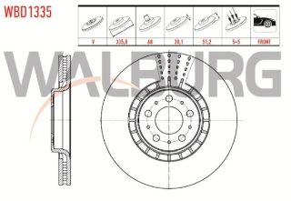 FREN DİSKI ÖN HAVALI 5 BJN 335,8X30,1X68X51,2 VOLVO XC90 I 3.2İ 2002-2014/ XC90 I 2.5 T 2002-2014/ XC90 I D3 2002-2014/ XC90 I D5 2002-2014/ XC90 I T6 2002-2014 resmi
