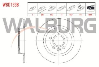 FREN DİSKI ARKA DÜZ 5 BJN 280X11X63,5X40,9 VOLVO V40 T2 GTDI 2012-/V40 T3 GTDI 2012-/V40 T4 GTDI 2012-/V40 T5 2012-/V40 D2 2012-/V40 D3 2012-/V40 D4 2012- resmi