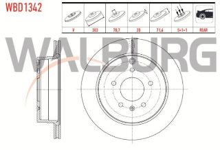 FREN DİSKI ARKA HAVALI  5 BJN 303X20X70,7X71,6 CHEVROLET CAPTIVA (C100) 2.0 D 2006-2012 / OPEL ANTARA 2.0 CDTI 2007- / CAPTIVA (C140) 2.0 D 2012-2014 resmi