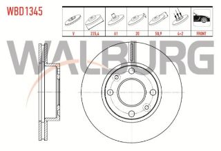 FREN DİSKI ÖN HAVALI 4 BJN 235X20X61X50,9 DACİA SOLENZA 1.4İ 2003- resmi