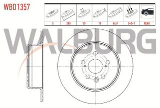 FREN DİSKI ARKA DÜZ 5 BJN 288X10X55X64,9 TOYOTA AVENSİS (T22) 1.6 VVT-I -1.6İ -2.0 D-4D -2.0İ 1997-2003 resmi