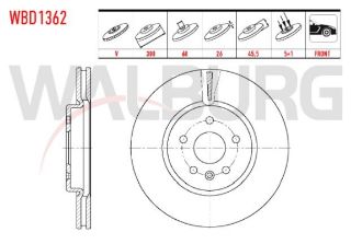 FREN DİSKI ÖN HAVALI 5 BJN 300X26X60X45,50 OPEL ASTRA K 1.6 CDTI -1.6İ -1.4İ 16 JANT 2015- resmi