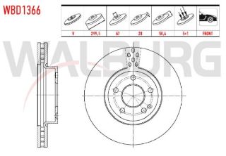 FREN DİSKI ÖN HAVALI 5 BJN 299,50X28X67X58,40 MERCEDES VİTO 111 CDI - 110 CDI - 115 CDI - 109 CDI- 113 CDI -116 CDI - 2.0 CDI -  2.2 CDI -2003-2014 resmi