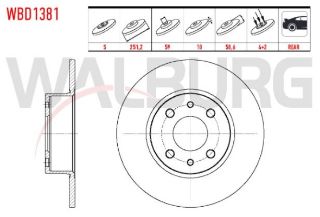 FREN DİSKI ARKA DÜZ 4 BJN 251,20X10X59X50,60 LİNEA 1.6 MJT 2007-/BRAVO II 1.4İ - 1.6 MJT 2006-/STILO 1.4 16V -1.6 16V - 1.9 JTD 2001-2010 /A.ROMEO 164 2.0 TS 1987-1998 /LANCİA DELTA III 1.6 D  2008- resmi
