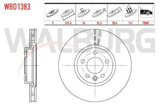 FREN DİSKI ÖN HAVALI 5 BJN 339,80X32,60X76X55,40 VOLKSWAGEN PASSAT 2.0 TDI 2008-2012/PASSAT 1.4 TSI  2008-2012/PASSAT 1.8 TSI 2008-2012 /PASSAT 2.0 TSI 2008-2012 /CC 1.4 TSI - 2.0 TSI - 2.0TDI  2011- resmi