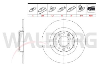FREN DİSKI ARKA DÜZ 5 BJN 290X12X71,07X35 PEUGEOT 308 II 1.6 HDI 2014-/3008 1.6 THP-1.6 BLUEHDI 2016-/EXPERT 1.6 BLUEHDI 2016-/C4 PICASSO II 1.6 THP-1.6 HDI 2013- /JUMPY III 1.6 HDI 2016- resmi