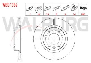 FREN DİSKI ÖN HAVALI 5 BJN 266X22X71,07X48 PEUGEOT 308 II 1.6 HDI 2014 / 308 II 1.2 THP 2014- / 308 II 1.2 VTI 2014- / 308 II 1.6 THP 2014- resmi