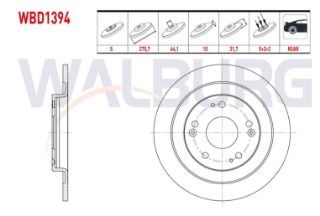 FREN DİSKI ARKA DÜZ 5 BJN 275,7X10X64,1X31,7 HONDA CİVİC IX 1.6 I-DTEC 16 JANT 2012-2016 resmi