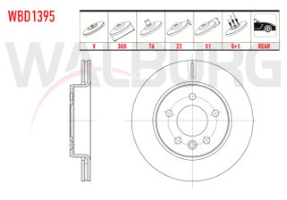 FREN DİSKI ARKA HAVALI 5 BJN 300X22X76X51 VW CRAFTER TEK TEKER 2018- / VW AMAROK 2010- resmi