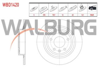 FREN DİSKI ARKA  5 BJN 292X12X70,7X45 DÜZ OPEL ASTRA J 16 JANT 1.3 CDTI - 1.6 CDTI 2009-2016 / ASTRA J 1.4 T - 1.4İ - 1.6 T - 1.6İ 2009-2016 / ZAFİRA C 1.6 CDTI 2014- / CHEVROLET CRUZE 1.6 2009-2014 resmi
