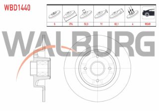 FREN DİSKI ARKA DÜZ 4 BJN PORYA RULMANLI MANYETIK ABS OKUYUCULU 274X11X52,3X82,1 RENAULT GRAND SCENİC II 1.5 DCI - 1.6İ 2004-2009 resmi