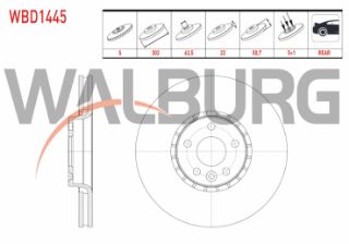 FREN DİSKI ARKA HAVALI 5 BJN 302X22X53,5X50,7 VOLVO XC60 D3 - D4 - D5 - 2.4 D 2008-2017 resmi