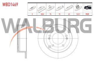 FREN DİSKI ARKA DÜZ 5 BJN 262,2X10X76X62 KİA SPORTAGE 2.0 CRDI 2004-2010/ MAGENTIS 2.0 - 2.0 CRDI 2005-/ HYUNDAİ TUCSON 2.0 CRDI 2004-2010/ SONATA 2.0 VVTI - 2.0 CRDI 2005-2010 resmi