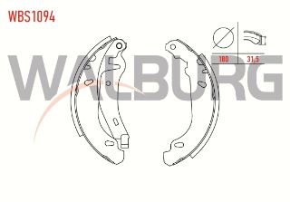 FREN PABUC BALATA ARKA PEUGEOT 306 (7B,N3,N5) 1.4İ LEVYELI 180X31,5 MM 1993-2002/PEUGEOT 306 1.6İ 1993-2002/PEUGEOT 306 1.8İ 1993-2002 resmi