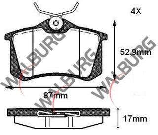 FREN BALATA ARKA GOLF V 1.4 TSI-1.6 TDI 2003-2009/BORA 1.6İ 1998-2005/PASSAT 1.9 TDI 1996-2000/MEGANE IV 1.5 DCI 2016-/FLUENCE 1.5 DCI 2009-/BERLİNGO 1.6 HDI 1996-2008/PARTNER 1.6 HDI 1996-2008 resmi