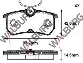 FREN BALATA ARKA FORD FOCUS I 1.6İ 16V 1998-2004/ FOCUS I 1.8İ 16V 1998-2004/ FOCUS I 1.8 TDCI 1998-2004/ FOCUS I 2.0İ 16V 1998-2004/ FOCUS I 1.6 TDCI 1998-2004 / FOCUS I 1.4İ 16V 1998-2004 resmi