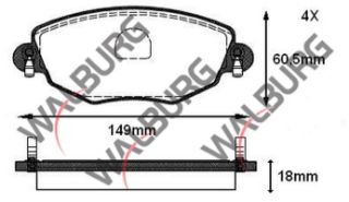 FREN BALATA ÖN FORD MONDEO III 1.6İ 16V 2000-2007/ MONDEO III 2.0 TDCI 2000-2007/ MONDEO III 2.0İ 16V 2000-2007/ X-TYPE 2.0İ 2001-2009/ X-TYPE 2.0 D 2006-2009/ X-TYPE 2.5İ 2001-2009 resmi