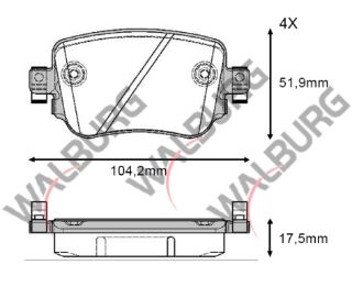 FREN BALATA ARKA İKAZLI VOLKSWAGEN CADDY IV 1.6 TDI 2015-/ SEAT LEON (5F) 1.8 TSI 2012-/ 2.0 TDI 2012-/ LEON CUPRA 2.0 TDI 2006-/ SKODA OCTAVIA (5E3) 2.0 TDI 2012- resmi