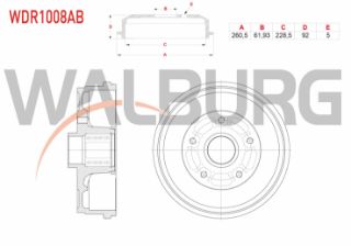 FREN KAMPANASI ARKA RULMANLI ABS OKUYUCULU 5 DELIK 260,5X61,93X228,5X92 DACİA DUSTER 1.5 DCI - 1.6İ 16V - 1.2 TCE 4X2 2012- resmi