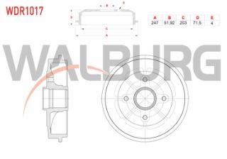 FREN KAMPANASI ARKA 4 DELIK 247X51,92X203X71,5 PEUGEOT 106 1.4İ - 1.6İ 1996-2002 / 206 1.4İ - 1.6İ 1998-2006 / CITROEN SAXO 1.4 - 1.5 D 1996-2004 resmi