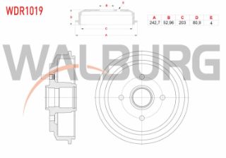 FREN KAMPANASI ARKA 4 DELIK 242,7X52,96X203X80,9 FORD FİESTA V 1.25İ - 1.4İ 16V - 1.4 TDCI - 1.6 TDCI 2001-2008 / FUSİON 1.4 TDCI - 1.6 TDCI - 1.6İ 2002-2010 resmi