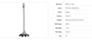 SUBAP EGZOZ VOLVO BOLINDER D42TEK TIRNAK 36Kx11Sx150,2Bx45A (4ADET ) resmi