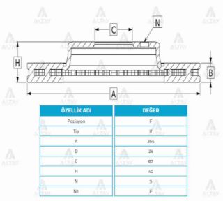 FREN DİSKİ STAREX 97-02  ÖN HAVALI 254-5 resmi