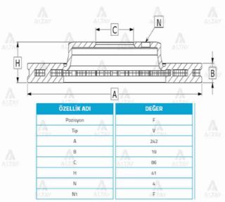 FREN DİSKİ ACCENT 95-00  EXCEL 90-95  ÖN HAVALI 242-4 resmi