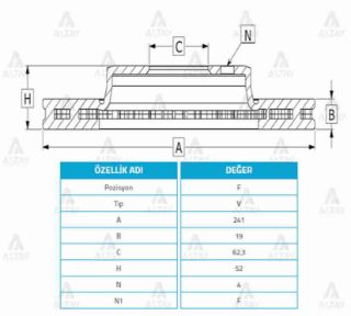 FREN DİSKİ ACCENT 03-06 ADMIRE  ÖN HAVALI 241-4 resmi