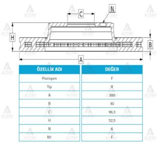 FREN DİSKİ H-1 08-14 MİNİBÜS  ÖN HAVALI 300-6 resmi