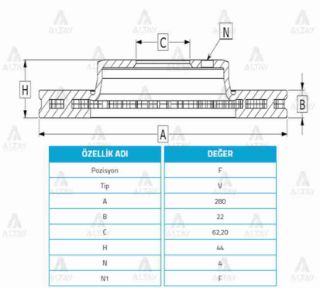 FREN DİSKİ İ20 14-16  RİO 11= 1.1-1.4 CRDI  ÖN HAVALI 280-4 resmi