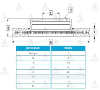 FREN DİSKİ CERATO 04-08  ÖN HAVALI 275-4 resmi