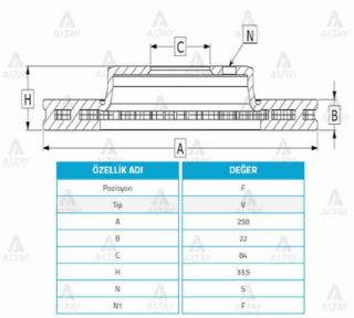 FREN DİSKİ L-300 86-10  ÖN HAVALI 258-5 resmi