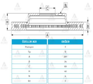 FREN DİSKİ CARİSMA 00-06  S-40 00-03  ÖN HAVALI 281-4 resmi