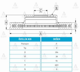 FREN DİSKİ L200 06-15 CR 15= SU  PAJERO 08-10  FULLBACK 16=  ÖN HAVALI 294-6 resmi