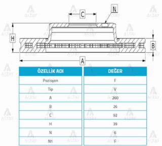 FREN DİSKİ PİCK UP 98-06 D-22 4X2  ÖN HAVALI 260-6 resmi