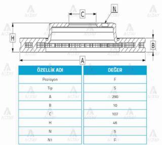 FREN DİSKİ VİTARA 88-98 1.6  SAMURAI 88-00  JIMNY 98-17  ÖN DÜZ 290-5 resmi