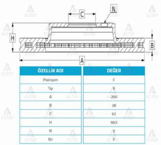 FREN DİSKİ HİLUX 06-11 PİCK UP 4X2  ÖN HAVALI 255-5 resmi