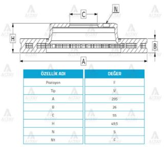 FREN DİSKİ AVENSİS 03-08  ÖN HAVALI 295-5 resmi