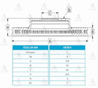 FREN DİSKİ ASTRA J 09-16  AVEO 11=  CRUZE 09= 276-5 resmi