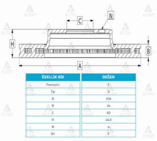 FREN DİSKİ AVEO 11-14  ÖN HAVALI 256-4 resmi